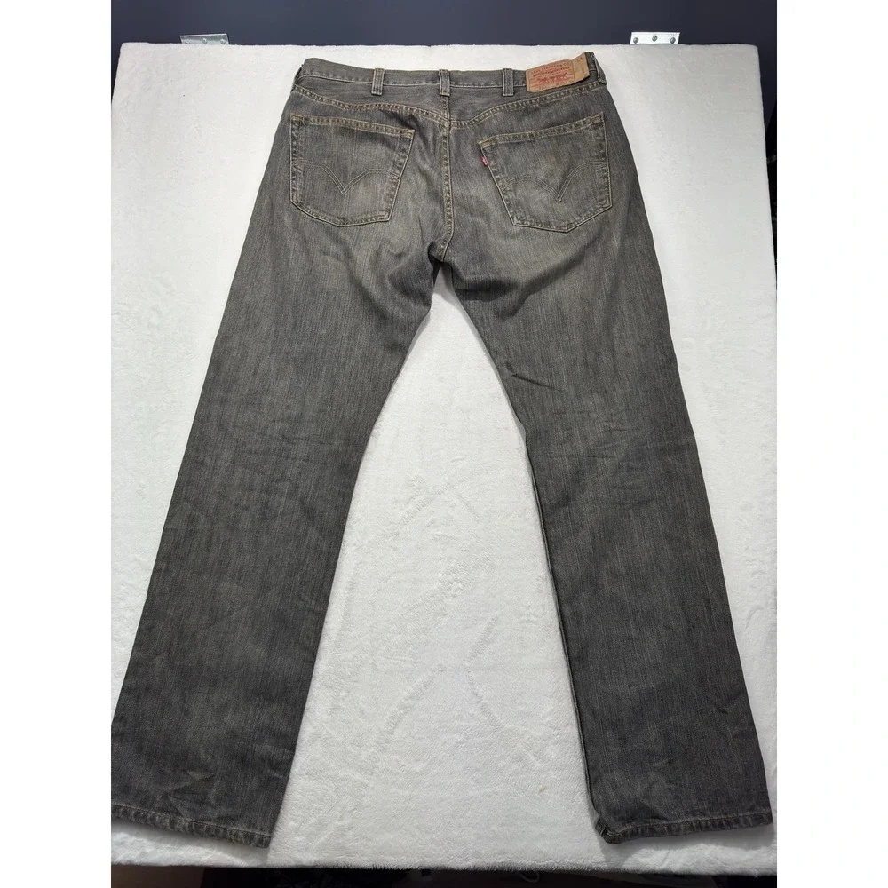 Levis 501 Jeans Mens 38x34 Gray Button Fly Straight Leg Denim Charcoal Wash XX